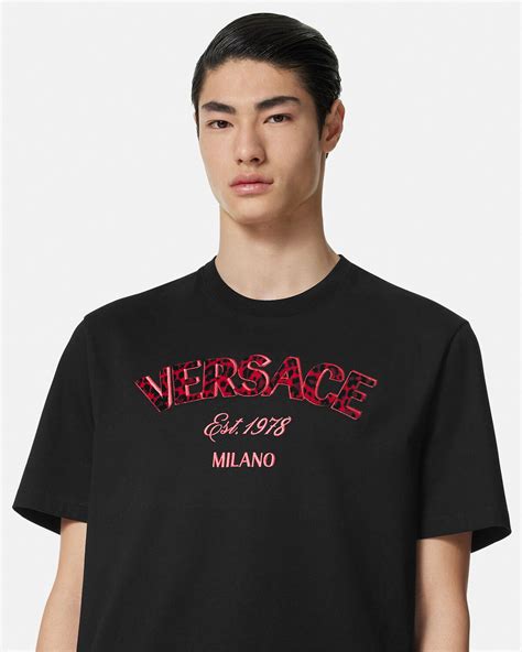 versace signature wild print t shirt price|Versace Wild Stamp Embroidered T.